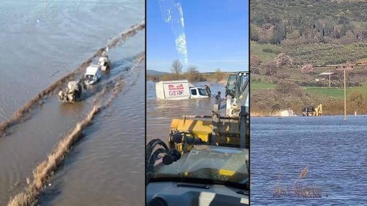 Bursa'da taşan dere yolu ulaşıma kapattı
